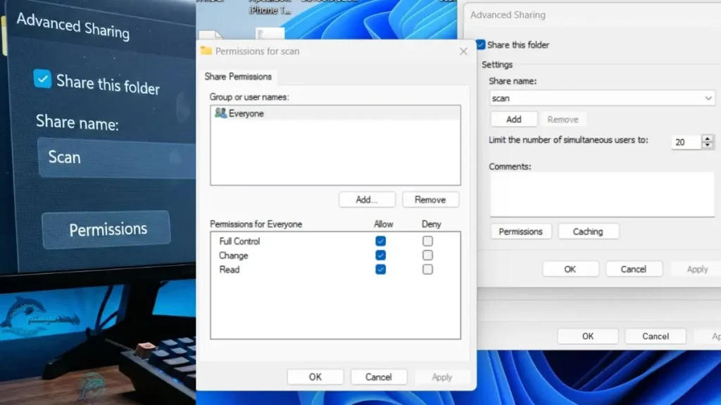 تنظیمات Advanced Sharing برای پروتکل SMB
