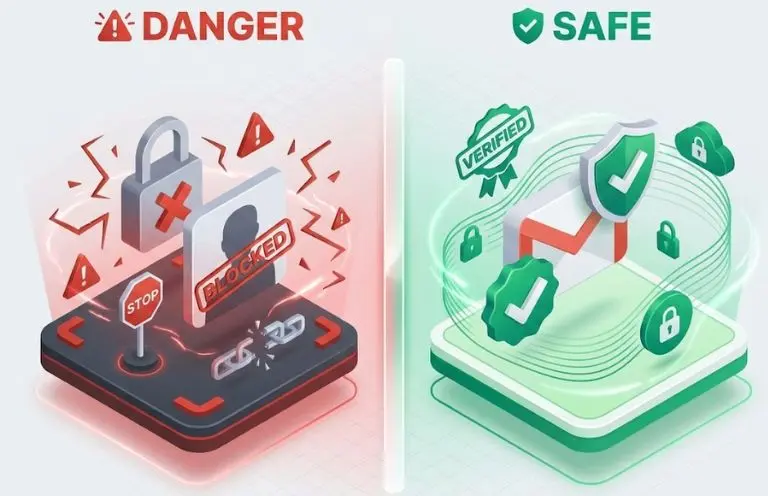 تفاوت جیمیل ایمن و ناامن